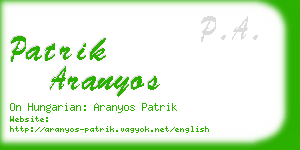 patrik aranyos business card